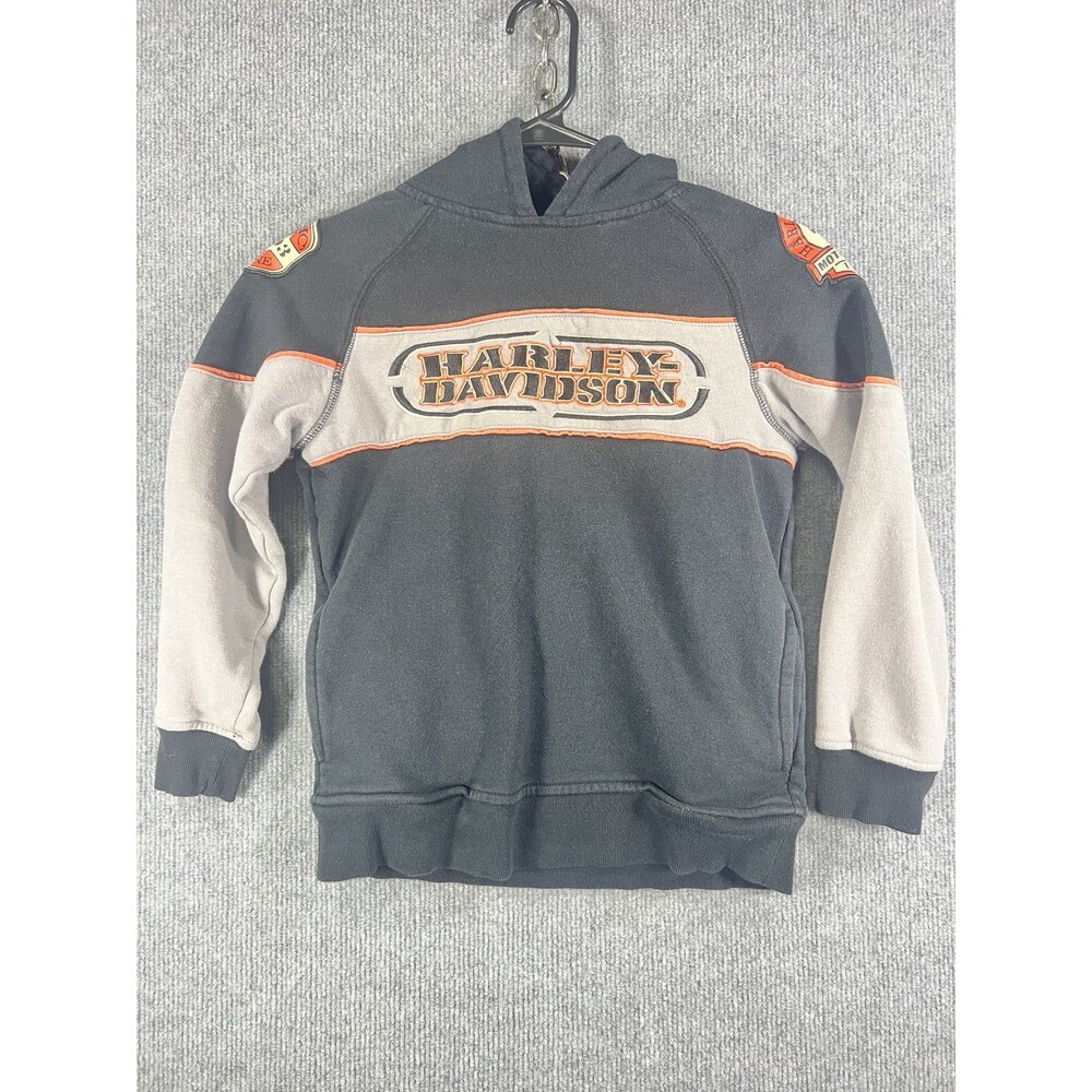Harley Davidson Youth Hooded Sweatshirt Black Size 8/10 Hoodie Biker Motorcycle